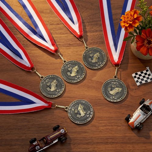 Cunno 48 Pcs Scout Car Derby Awards - Gold Medals with Neck Ribbons for Team Sports & Achievements