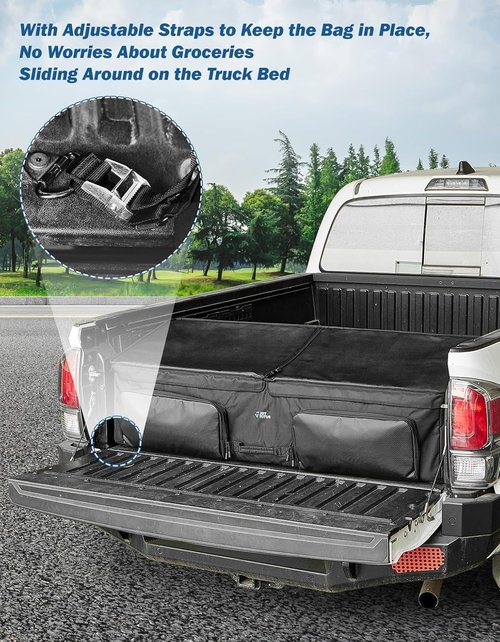 JOYTUTUS Truck Bed Cargo Organizer - Easy Access Storage Bag for Groceries & Golf | Durable Design