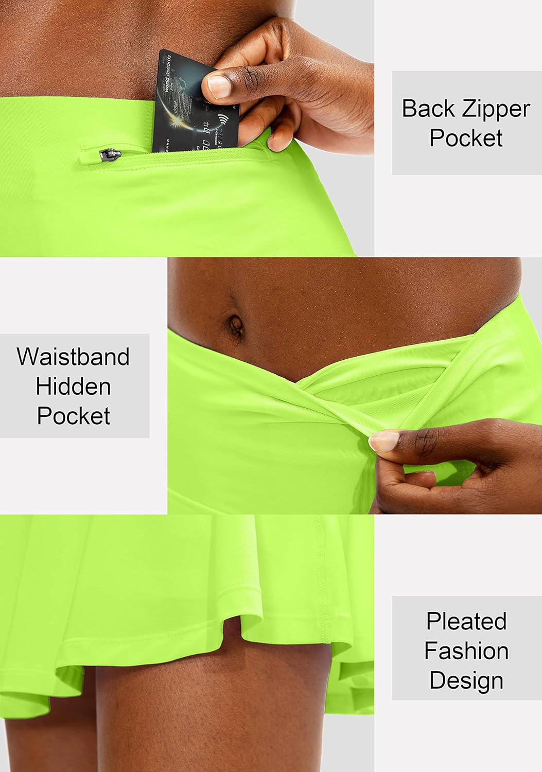 SANTINY Women's High Waisted Tennis Skirt - Pleated Design with 4 Pockets for Athletic Wear | Casual Golf Skorts