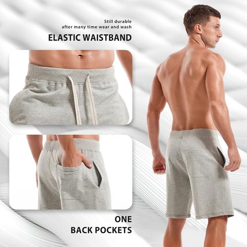 AMY COULEE Men's Athletic Cotton Sweat Shorts - Classic Casual Style with Drawstring