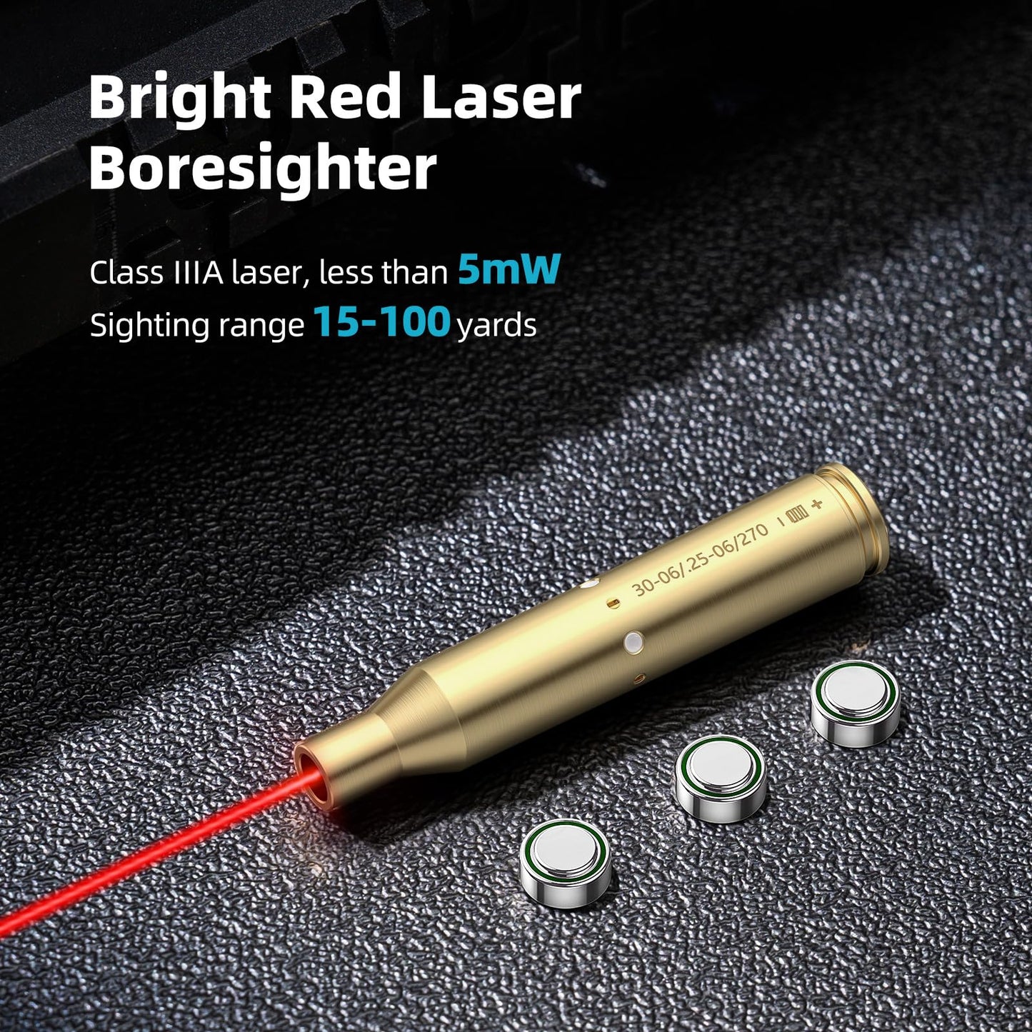 EZshoot Bore Sight 30-06/25-06/270 Red Laser Boresighter with 3 Batteries