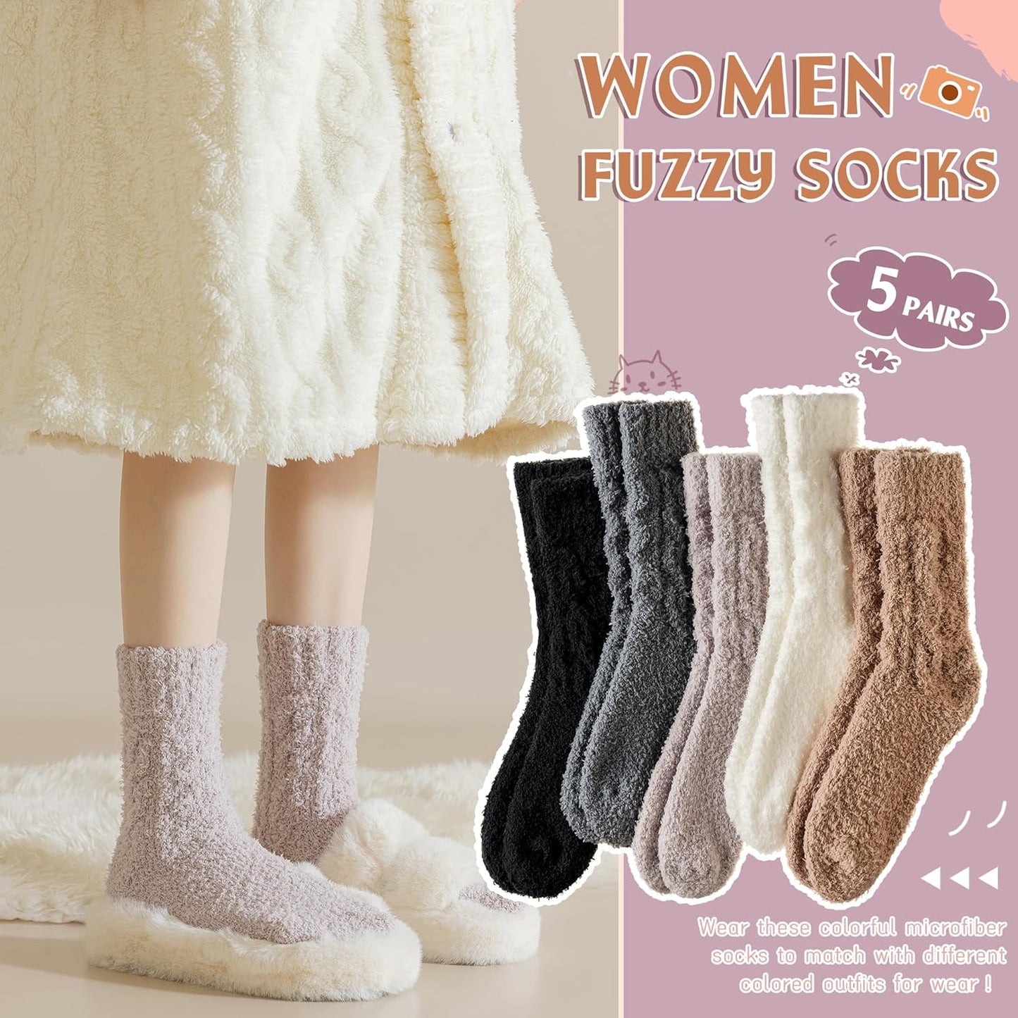WEVIAS Women's Fuzzy Socks - Cozy Plush Winter Slippers for Ultimate Comfort | Soft Fleece Design