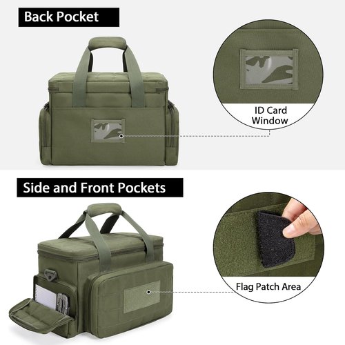 GOBUROS Tactical Gun Range Bag - Soft Pistol Case for 4 Handguns & Ammo | 6X Magazine Slots, Padded Strap