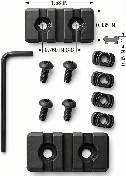 Gotical 9 Slots Picatinny Rail Section - M Lok Handguard Set of 2 | Durable Black Finish