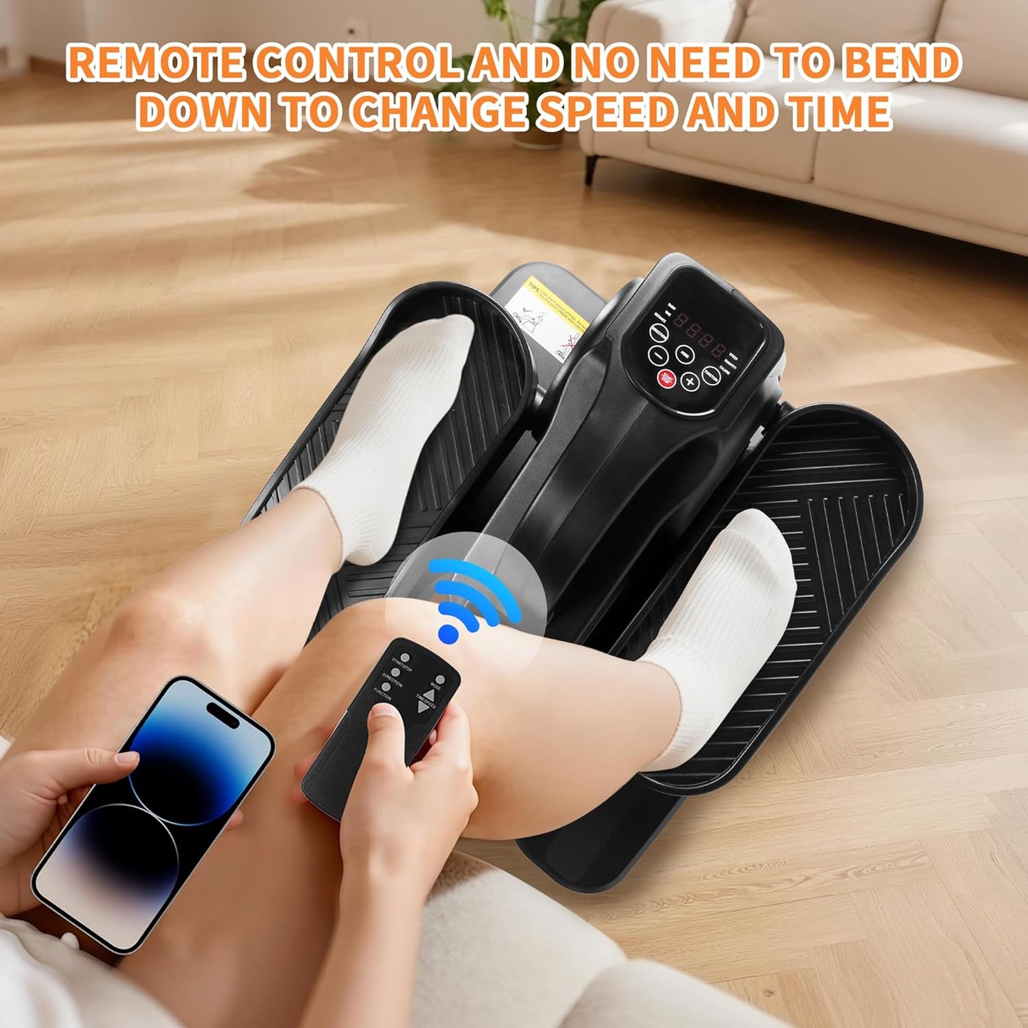 Under Desk Elliptical Machine by As Seen on TV - Portable Leg Exerciser with 12 Speeds & Modes | Ideal for Seniors