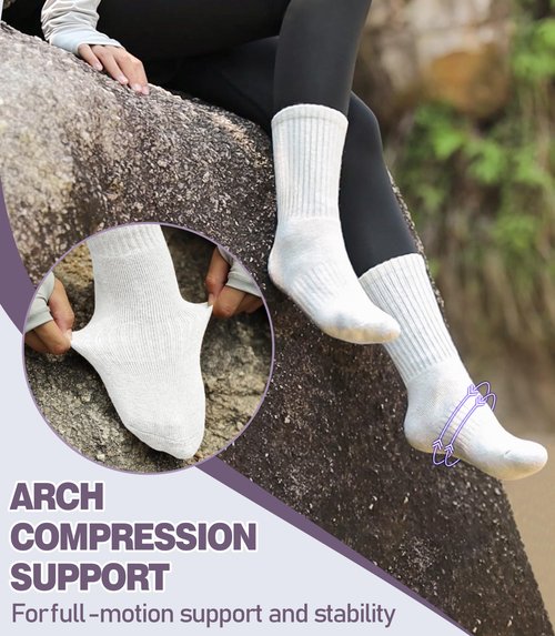 DYW Merino Wool Hiking Socks for Women Men Thermal Warm Winter Boot Crew Cushion Work Ladies Socks 5 Pairs Black/Dark Grey/White/Khaki/Coffee,Medium