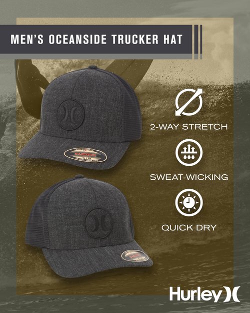 Hurley Mens Hat - Oceanside Flex Fitted Trucker Hat, Size Large-X-Large, Light Bone