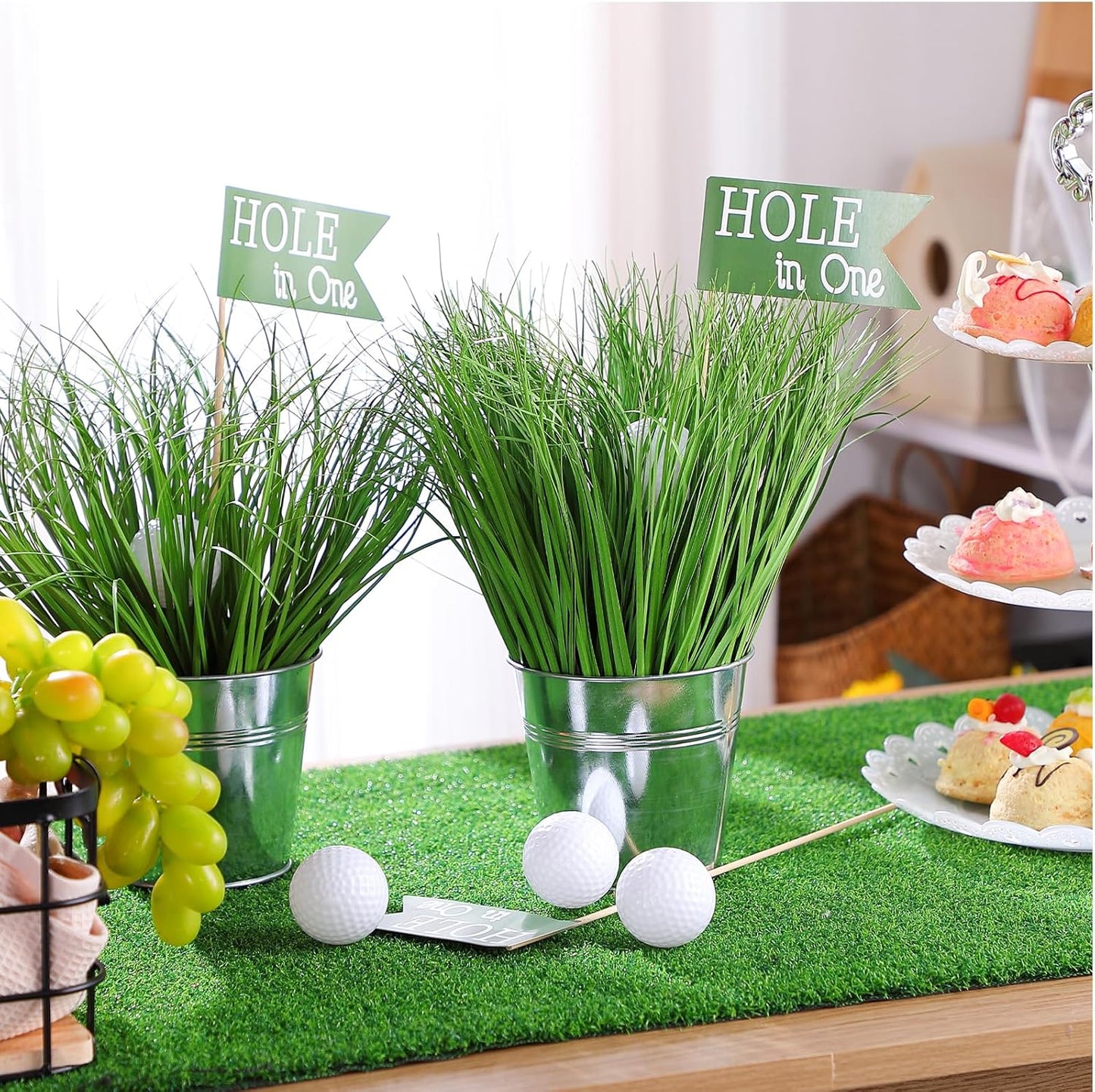 Soulchen Golf Party Table Decorations Kit - 6 Iron Buckets, 12 Mini Golf Balls & 6 Flags | Classic Sports Theme