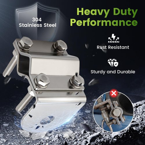 Anina Groove CB Radio Antenna Mount for SO239 Stud 3/8-24 Thread Stainless Steel Bracket Fit Truck Mirror (Fits 13-30mm Tube), Semi Truck, Jeep, Off-Road Vehicles