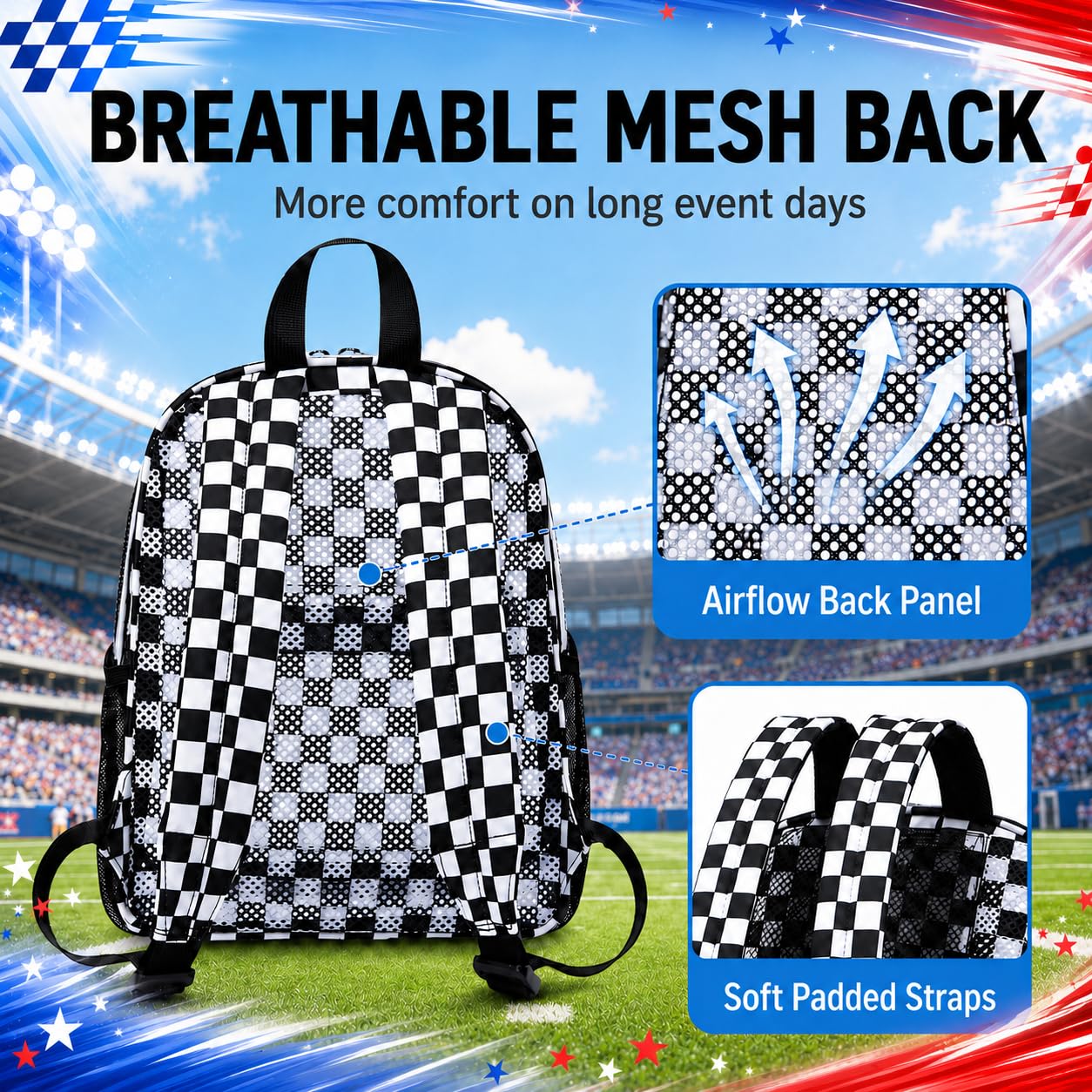 BTOOP Clear Mini Backpack for Stadium Events 12x12x6 Small Transparent Backpacks Plastic See Through Clear Bag for Concerts Work Festival Security Travel