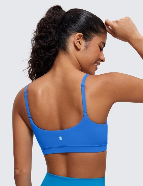 CRZ YOGA Sports Bra - Butterluxe Adjustable Spaghetti Strap Wireless Padded Crop Top for Women