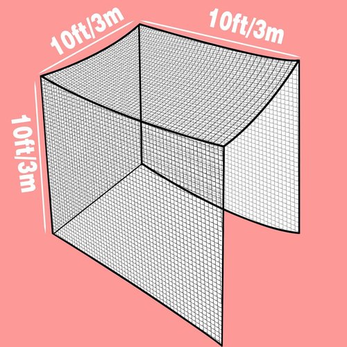 Jecarden Golf Batting Cage Netting 10 x 10 x 10ft Practice Net for Golf (Frame NOT Included) Training Net with Tie Ropes for Backyard Indoor Outdoor