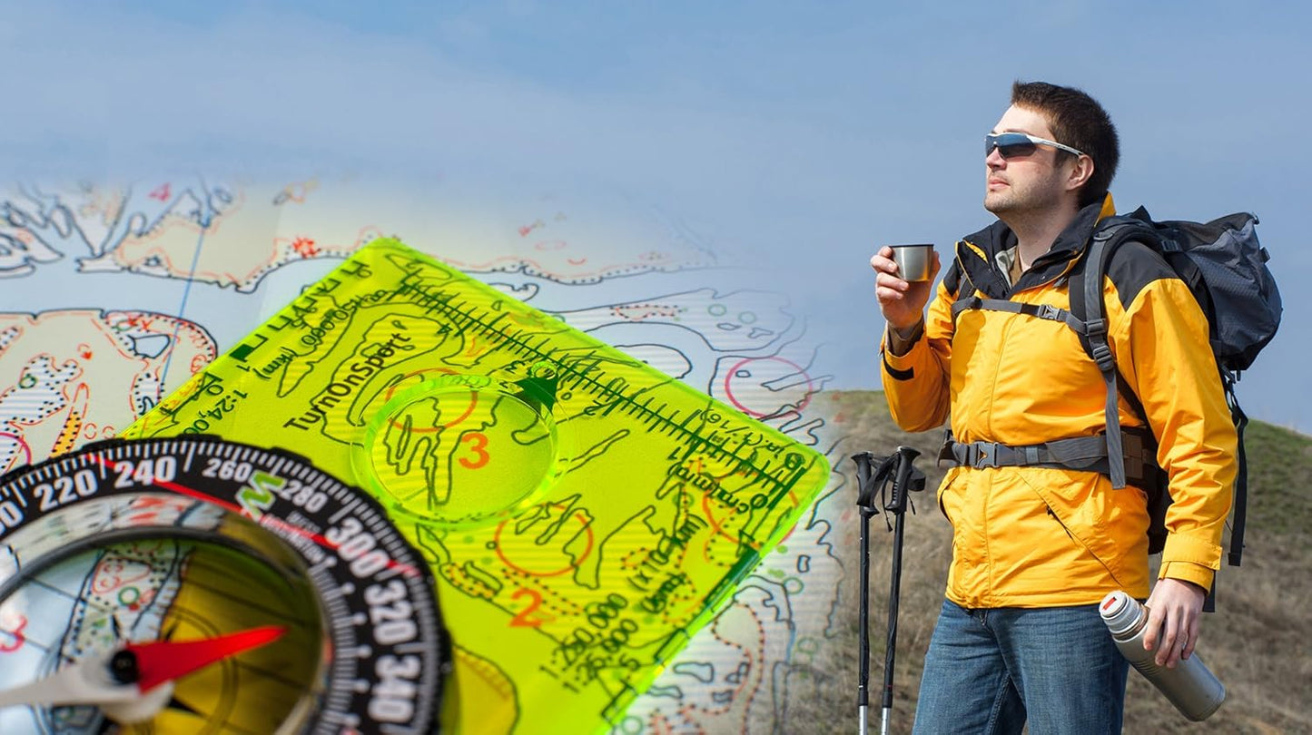 TurnOnSport Orienteering Compass - Advanced Hiking & Camping Scout Compass - Ideal Survival Gift for Kids