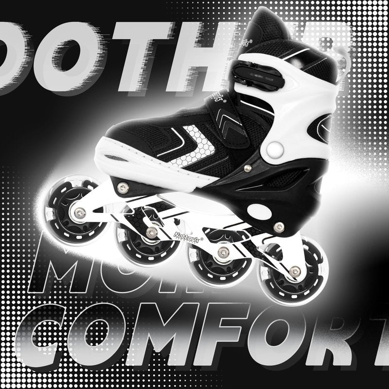 Nattork 8-Pack Inline Skates Wheels 70mm with Bearings for Indoor and Outdoor Replacement - High Performance Durable Wheel for Smooth Riding Upgrades Black