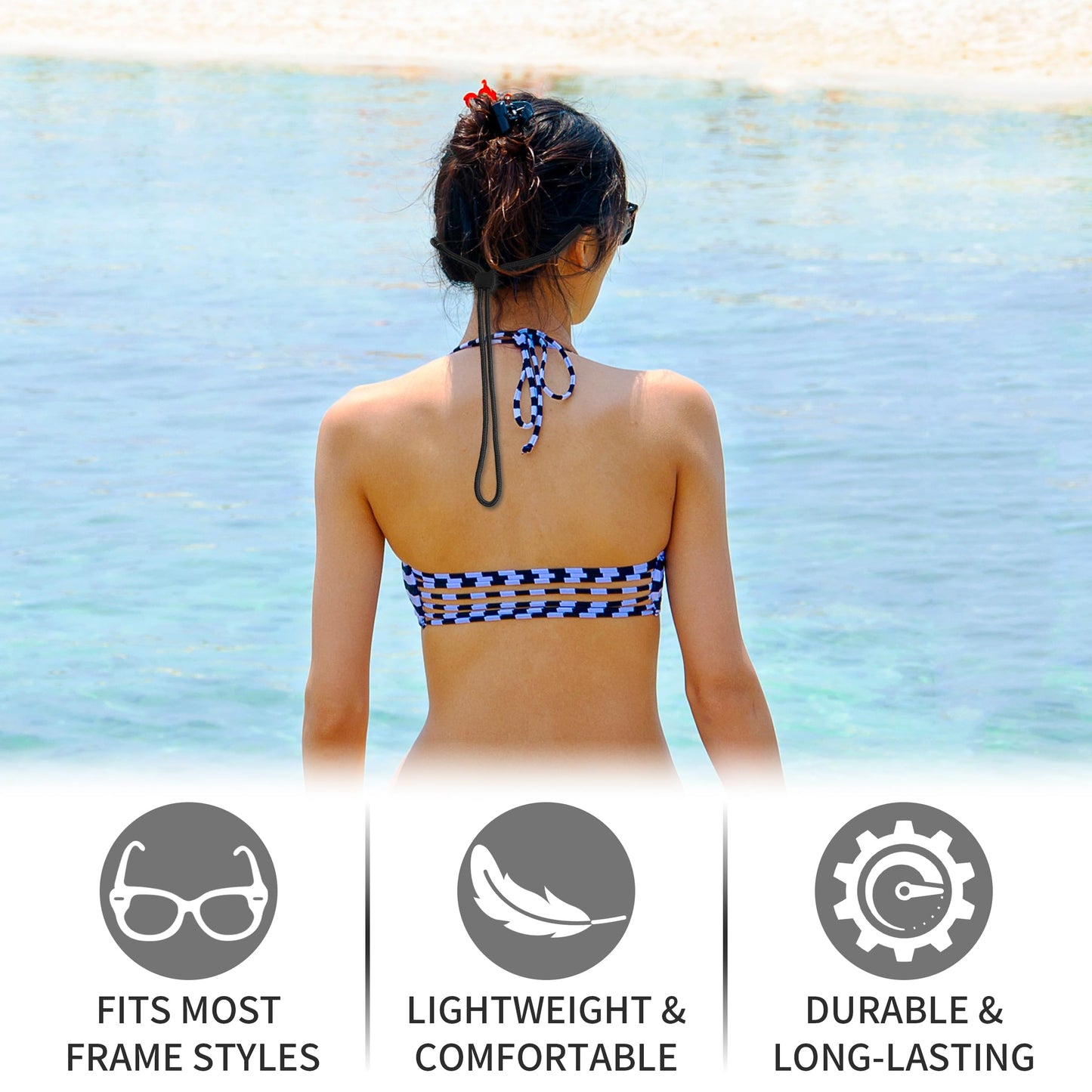 Eyeglasses Strap, 4 Pcs Soft Silicone & Nylon Sunglasses Strap with Adjustable Sliding Bead, Lightweight & Durable Glasses Chain for Sports, Fits Most Frames, Ensures Safety & Comfort