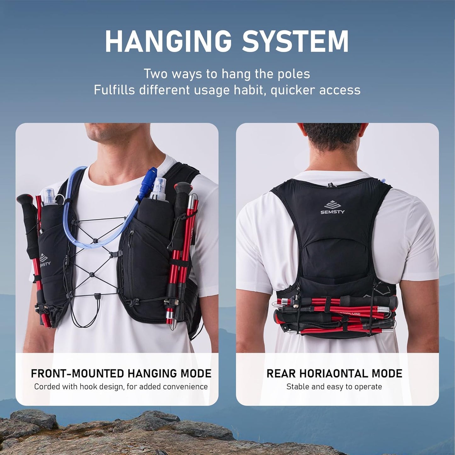 Running Hydration Vest 5L, Running Backpack with 2x500ml Soft Flask, Lightweight Water Backpack Reflective Trail Running Vest for Running Hiking Cycling