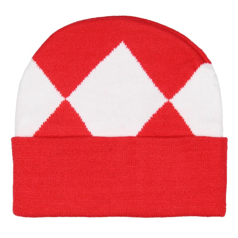 Red Ranger Beanie Mighty Morphin Power Ranger Embroidered Dino Coin Knit Cuff Adult Beanie Winter Cap OSFM for Men Women