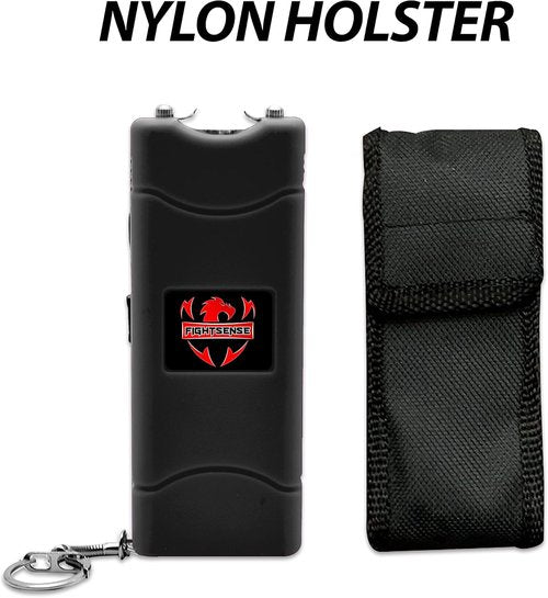 FIGHTSENSE Super Heavy Duty Stun Gun - Rechargeable Self-Defense Device with Flashlight & Nylon Holster
