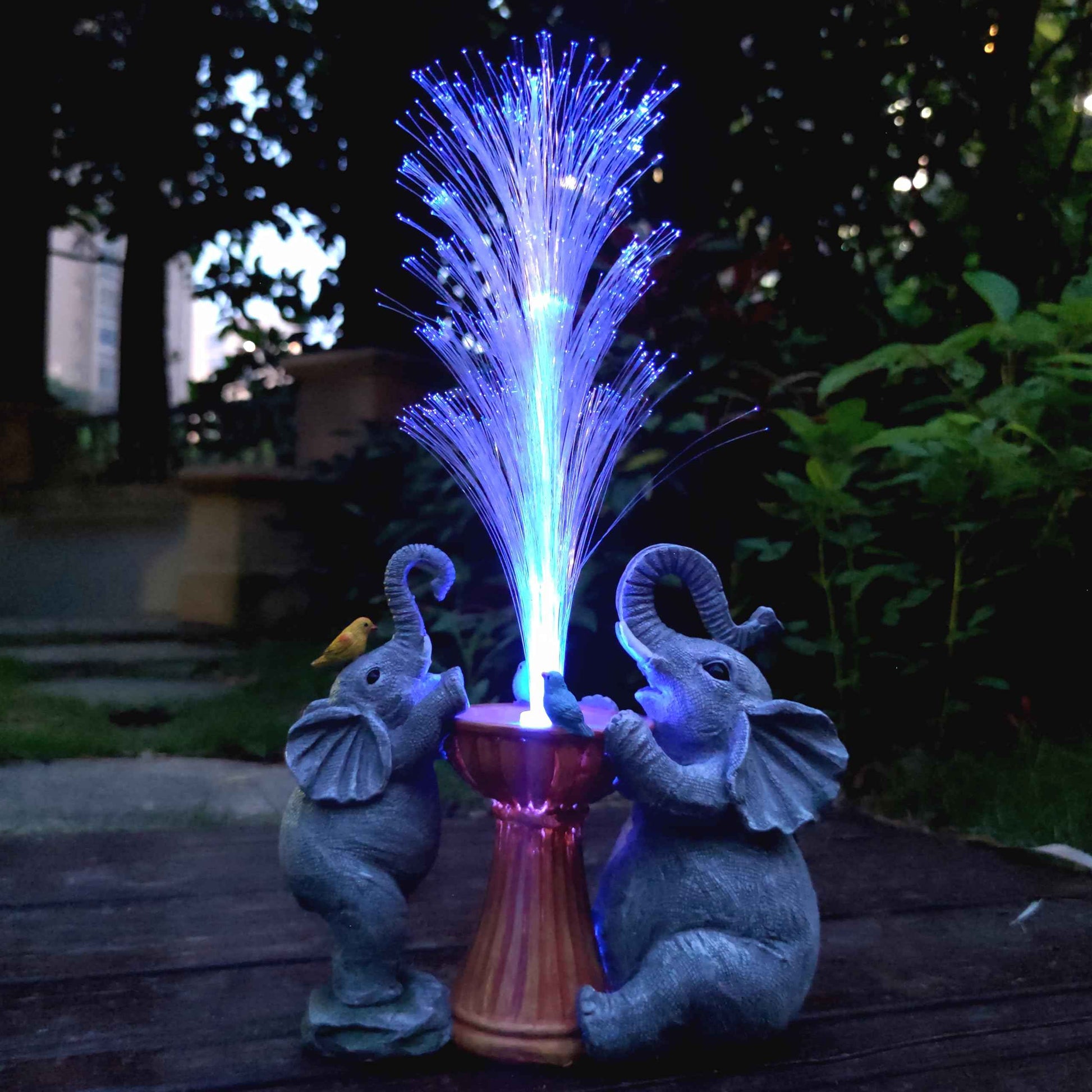 RCTTICUU Elephant Statue Solar Garden Decor,Resin Elephant Statue and Colour Changing Optical Fiber Solar Lights,Outdoor Decor for Balcony, Garden, Patio, Yard, Lawn, Gifts for Mom Grandma