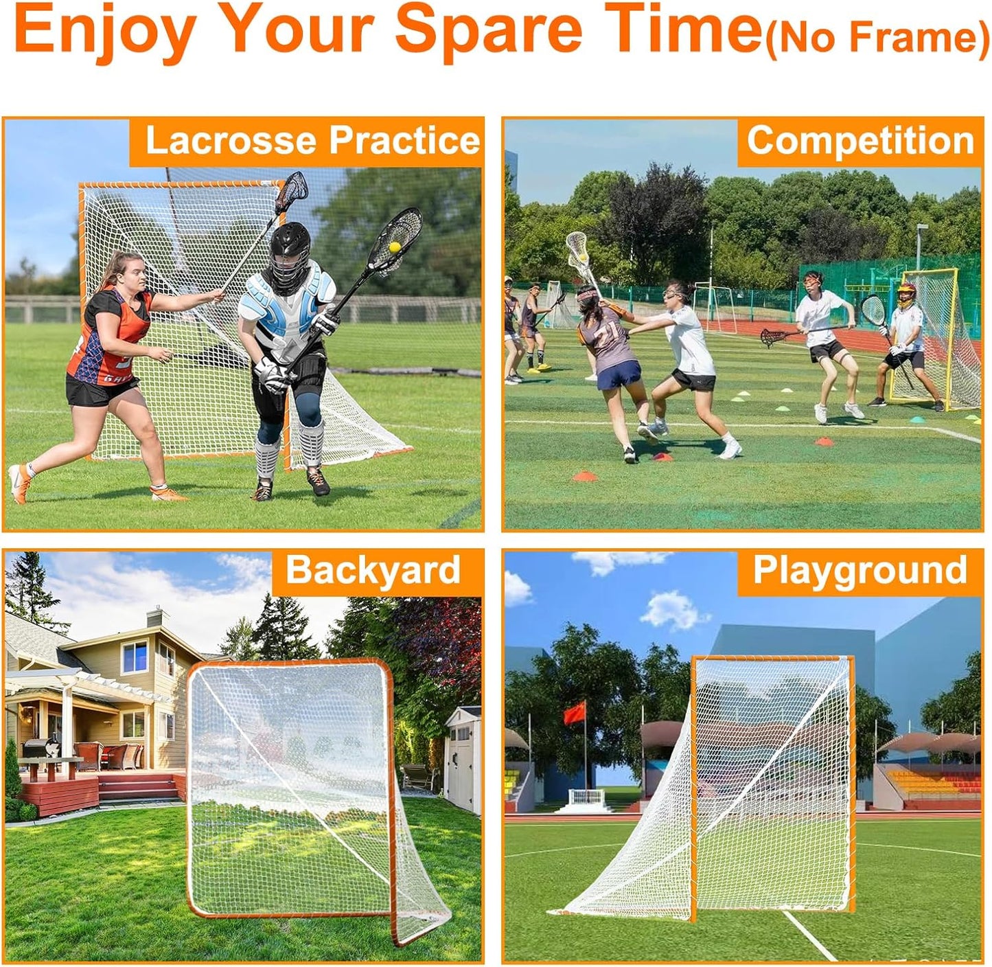 Skiennix Heavy Duty Lacrosse Goal Net - 6' x 6' x 7' with Installation Tool & Lacing Rope