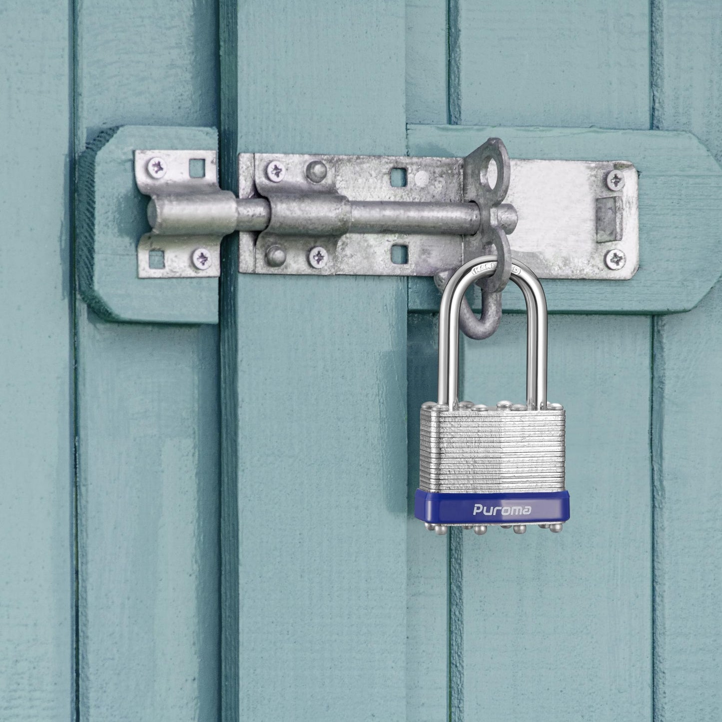 Puroma Lock 1 Pack Padlocks, 1-1/2” Long Shackle Heavy-Duty Locks with 2 Keys, 40mm Hardened Steel Keyed Alike Padlocks for Sheds, Gates, Fences, Toolbox, Outdoor and Indoor Use（Silver）