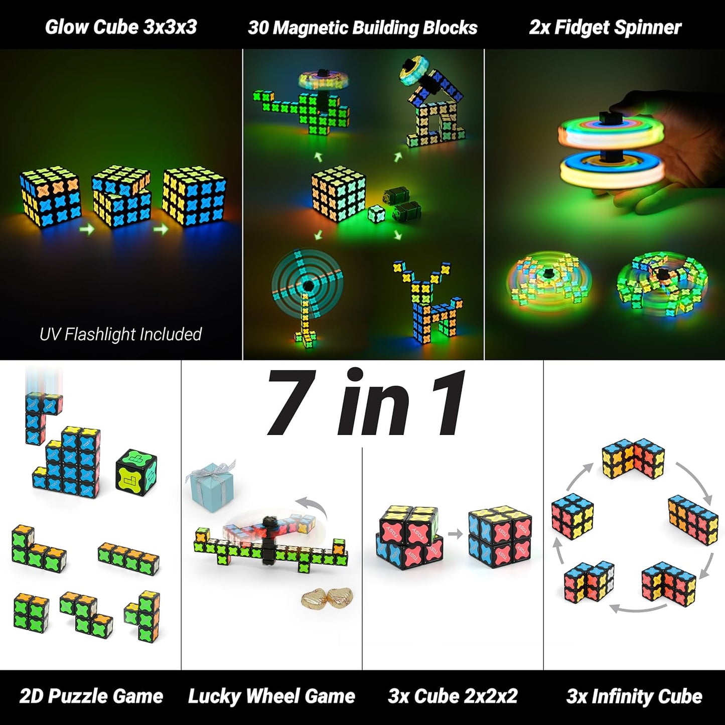 TOSY Magnet Cube 3x3 - 30 Blocks with 240 Magnets | Creative Building & Fidget Toy for Kids