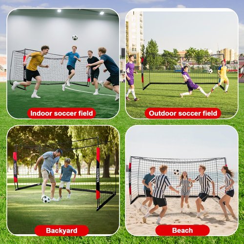 ECHOSAMEN 12X6FT Soccer Goal, Portable Soccer Goals for Backyard, Easy to Carry, Easy to Install, Comes with 1 Carry Bag, 4 Ground Nails, Youth and Adult Training Equipment.