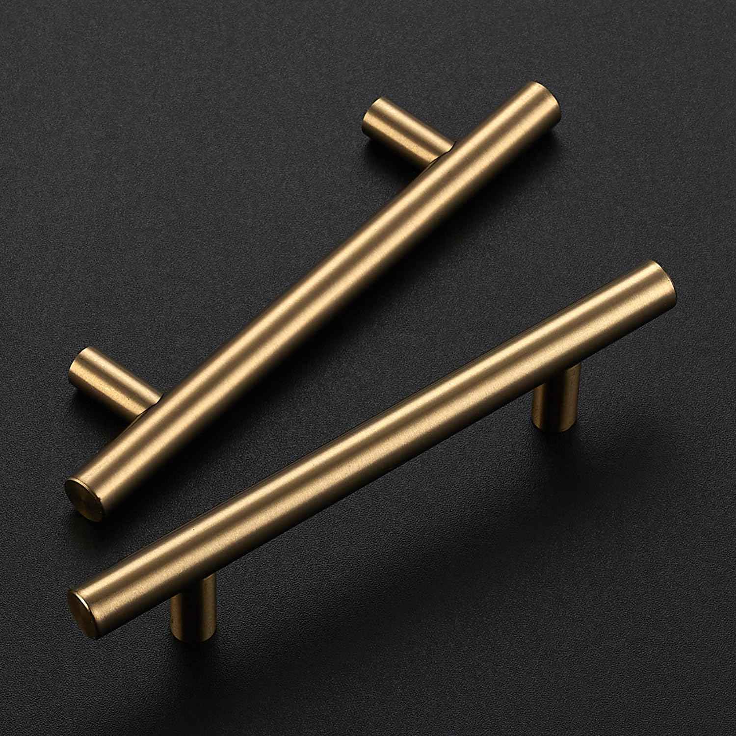 Ravinte 10 Pack Kitchen Cabinet Handles Champagne Bronze 3-3/4 Inch Hole Center Stainless Steel Pulls for Dresser Drawer Cupboard Handles with Screwdriver, 6 Inch Length