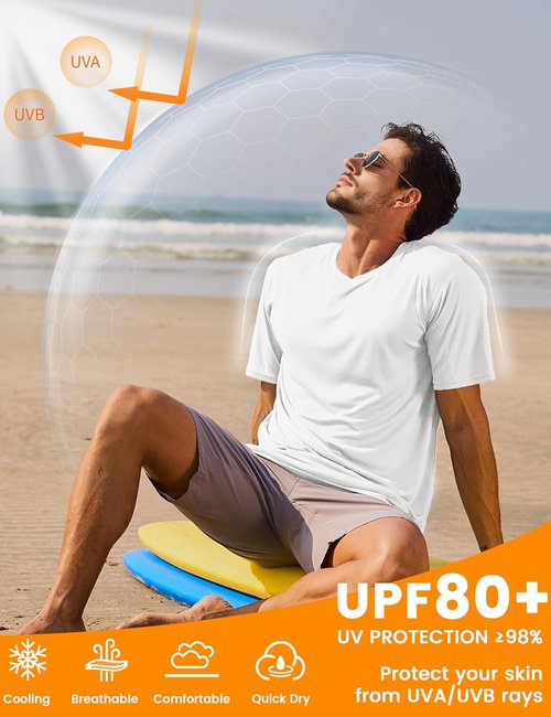 MAGCOMSEN Men's UPF 50+ Sun Protection Athletic T-Shirt - Quick Dry for Hiking & Running