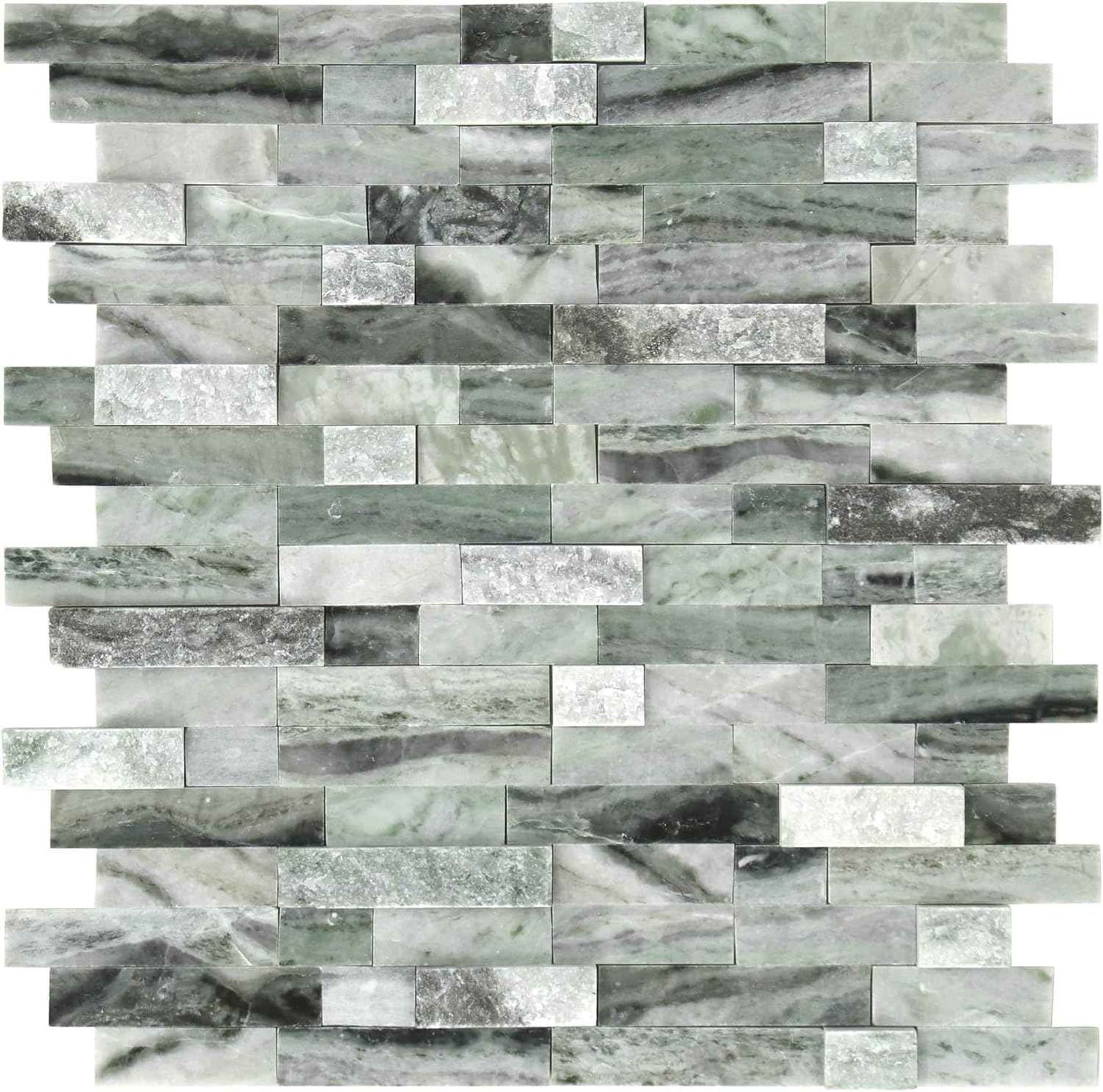 Peel and Stick 3D Stone Mosaic Tiles - 12x11" Self-Adhesive Backsplash for Kitchen & Bathroom - 5 Sheets, Mixed Tan