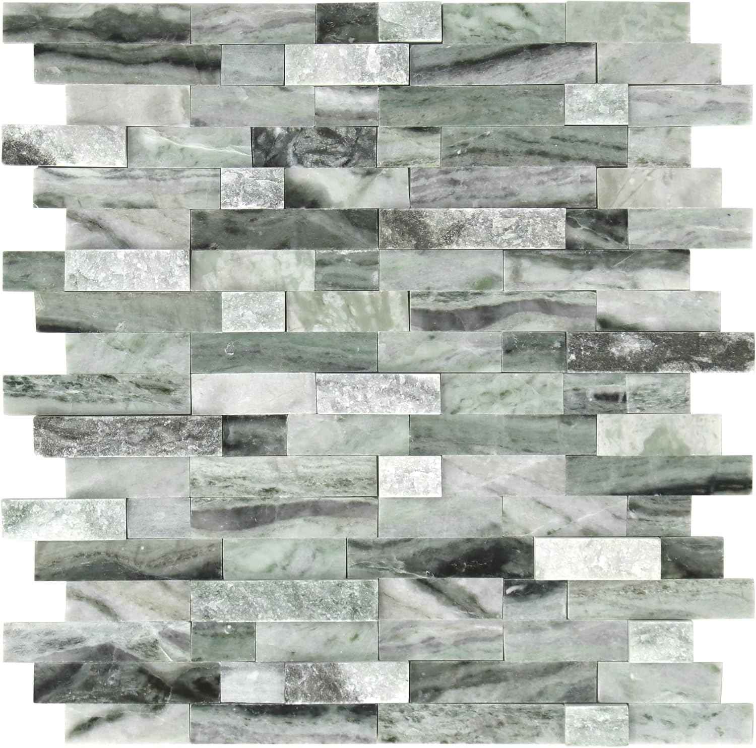 Peel and Stick 3D Stone Mosaic Tiles - 12x11" Self-Adhesive Backsplash for Kitchen & Bathroom - 5 Sheets, Mixed Tan