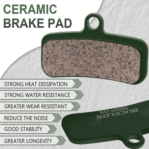 BUCKLOS Bike Disc Brake Pads - Bicycle Disk 4 Piston Pads for Shimano D02S D03S Saint Deore XT XTR SLX Zee/Tektro/TRP for Mountain Bike/Road Bike/Ebike/MTB(Ceramic)