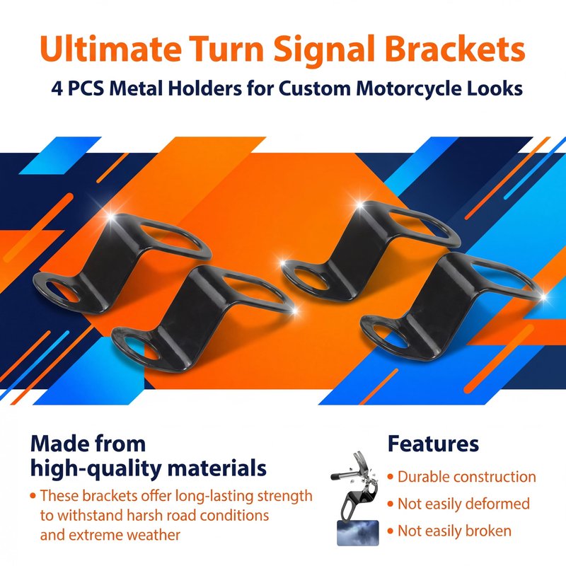 4 PCS Motorcycle Turn Signal Mounting Brackets, Motorcycle Turn Light Support Holder Stand，12mm Hole Indicator Relocation Bracket, L Shape Shock Brackets Metal Holder for Harley, Honda, Suzuki