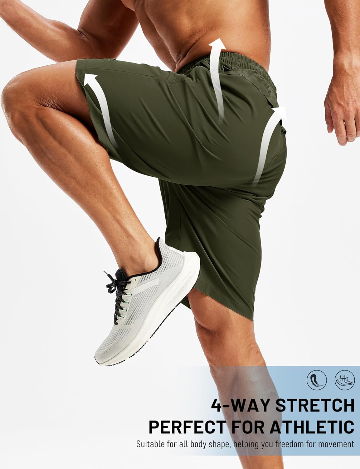 TACVASEN Men's Running Shorts - Quick Dry Athletic Gym Shorts with 3 Zipper Pockets | Lightweight Summer Fit