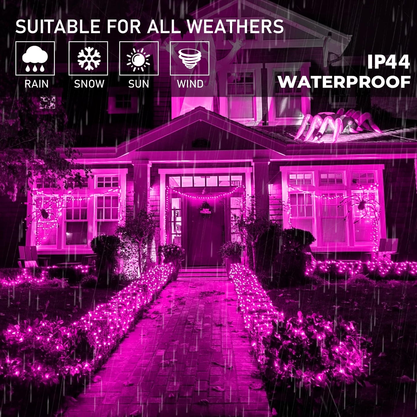 500 LED Pink Christmas Lights Black Wire,164 FT Outdoor Fairy Lights Plug in, Pink String Lights with 8 Twinkle Modes for Indoor Outdoor Bedroom, Yard, Wedding, Valentines Day Decoration