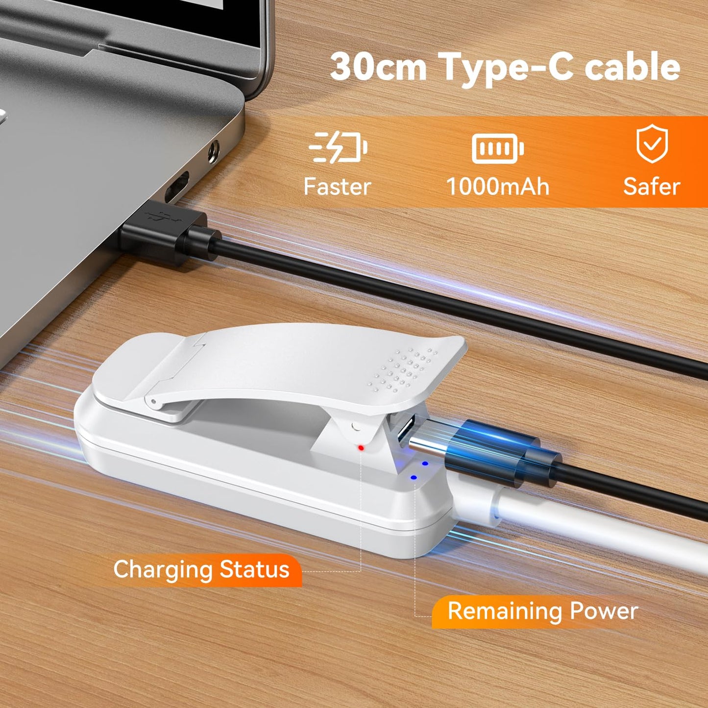 20 LED Rechargeable Book Light for Reading in Bed, Eye Caring 3 Color Temperatures, Adjustable Brightness, 100H Runtime, Durable & Lightweight, Portable Clip On Reading Light for Study, Travel