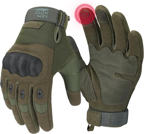 KEMIMOTO Tactical Gloves - Touchscreen Motorcycle Gloves with Hard Shell & Palm Padding | Ideal for Sports, Cycling, Hunting, and Hiking