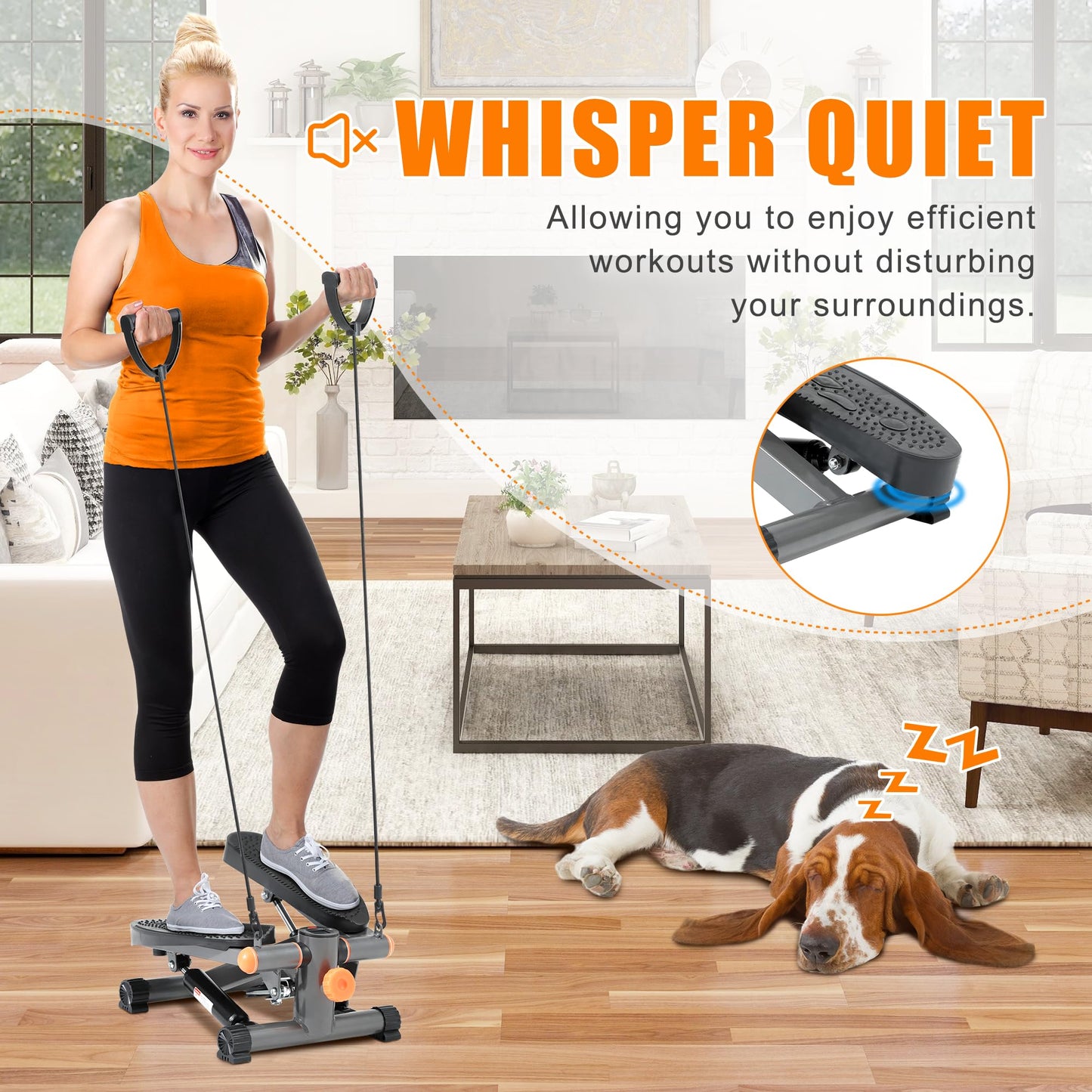 Mini Stair Stepper for Exercise at Home with Resistance Bands Exercise Equipment for Home Stair Climber Stepper Machine for Home Gym Cardio Equipment for Full Body Workout