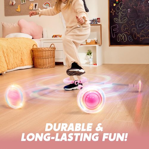 JOYIN Pink Ankle Skip Ball - Flashing Lights Indoor & Outdoor Toy for Kids | Foldable Sports Gift for Ages 3+