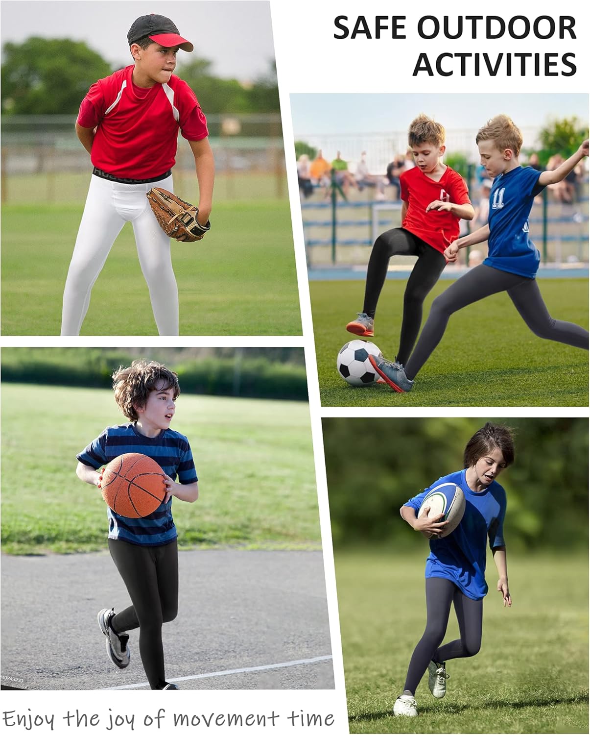 Roadbox Boys Compression Pants - Quick-Dry Spandex Leggings for Youth | 2-Pack Running & Football Tights