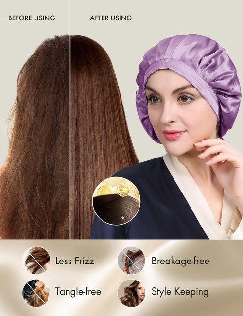 LilySilk 100% Mulberry Silk Bonnet Flat Front Silk Night Sleep Cap Adjustable Hair Wrap for Sleeping, Avocado Green
