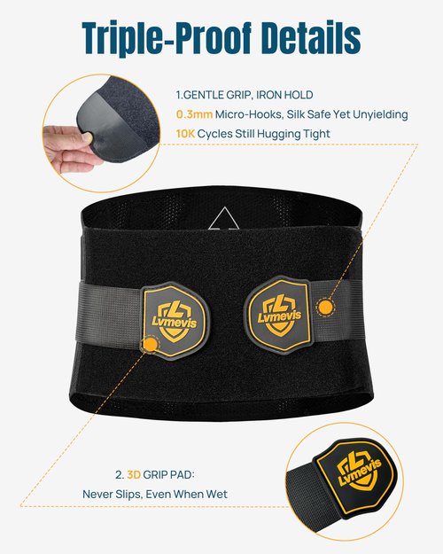 LVMEVIS® 7 Reinforced Stays Back Brace for Men Lower Back, Breathable 4D Knit Back Support Brace, Heavy-Duty Metal Plate Lumbar Support Belt,Ideal For Office Workers & Lifting Heavy Object