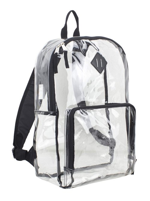Eastsport - Backpack, PVC Plastic, 12 1/2 x 5 1/2 x 17 1/2 - Clear/Black, 193971BJBLK