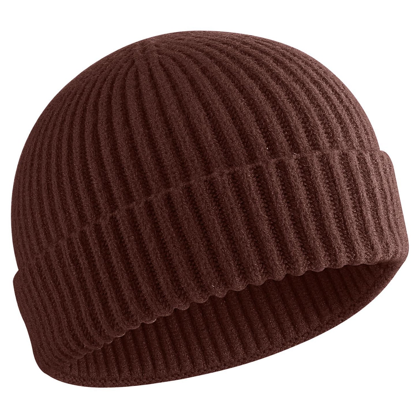 choshion 50% Wool Warm Cuffed Short Knit Fisherman Beanie for Men Women Winter Hats Trawler Skull Cap, Dark Coffee