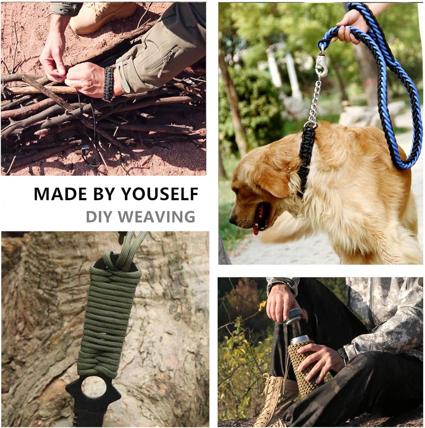 Paracord 9 Core 550 Parachute Cord - Durable Camping Rope, 100FT in Black