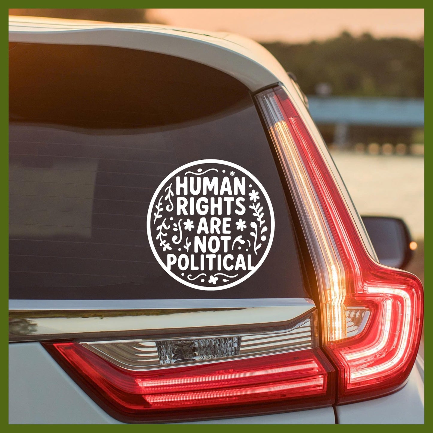 MYMKO Human Rights are Not Political Decal, Floral Car Window Decals, 6 Inches UV DTF Tranfer Car Stickers, Weatherproof Car Truck Window Bumper Sticker, Feminist Car Stickers and Decals for Girl Boy