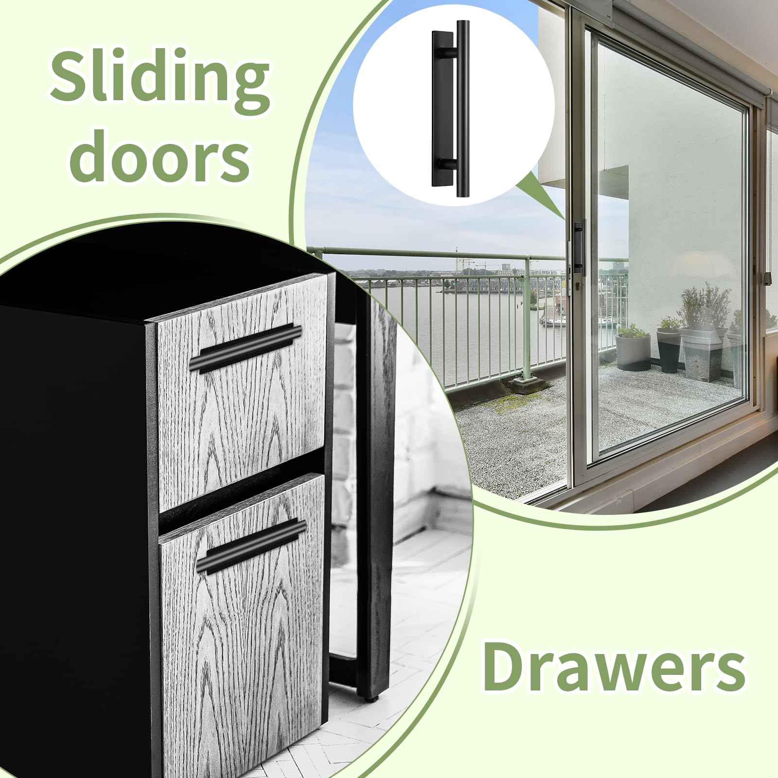 30 Pack Adhesive Cabinet Handles, Self-Stick Peel and Stick Cabinet Handles, ABS Plastic Adhesive Door Handle for Kitchen, Wardrobe, Sliding Door, Furniture (Black)