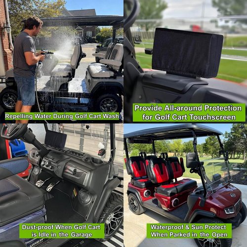 Woho Waterproof Touchscreen Cover with Elastic Opening for Evolution & Denago Golf Cart, Evolution Golf Cart Accessories for Sun Protect, Golf Cart Parts for Wind and Dust Proof (Black, 11" × 5" × 7")