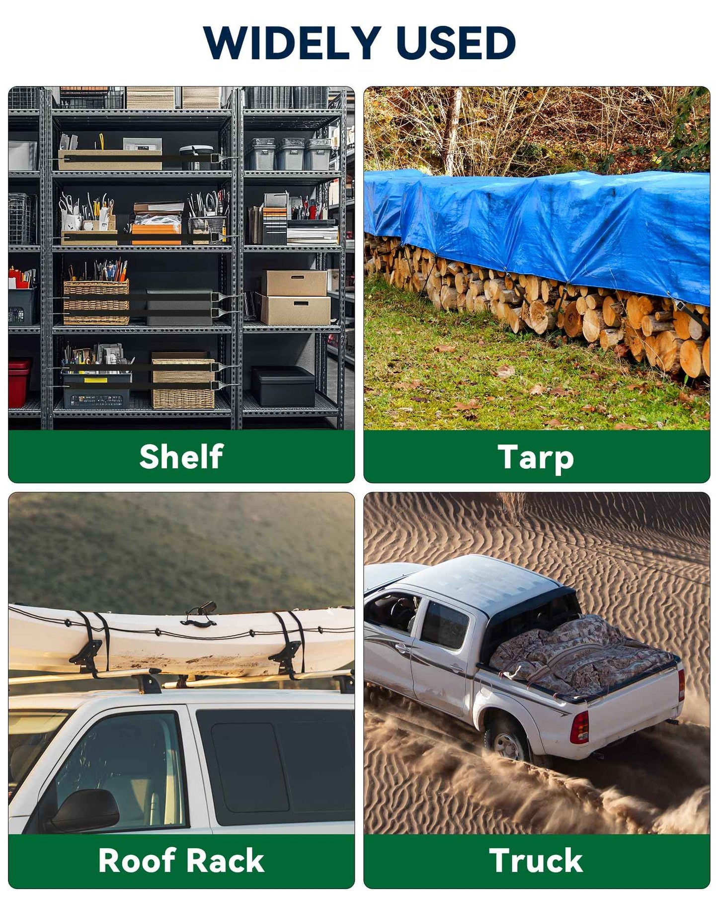 4 Inch Short Rubber Bungee Cords Heavy Duty Outdoor, Mini Small Bungee Straps with Upgraded Hooks, Black Tarp Straps with 1.9X Max Stretch & 100% Rubber for Cargo, Van, Truck, Motorcycle, etc (9 Pcs)