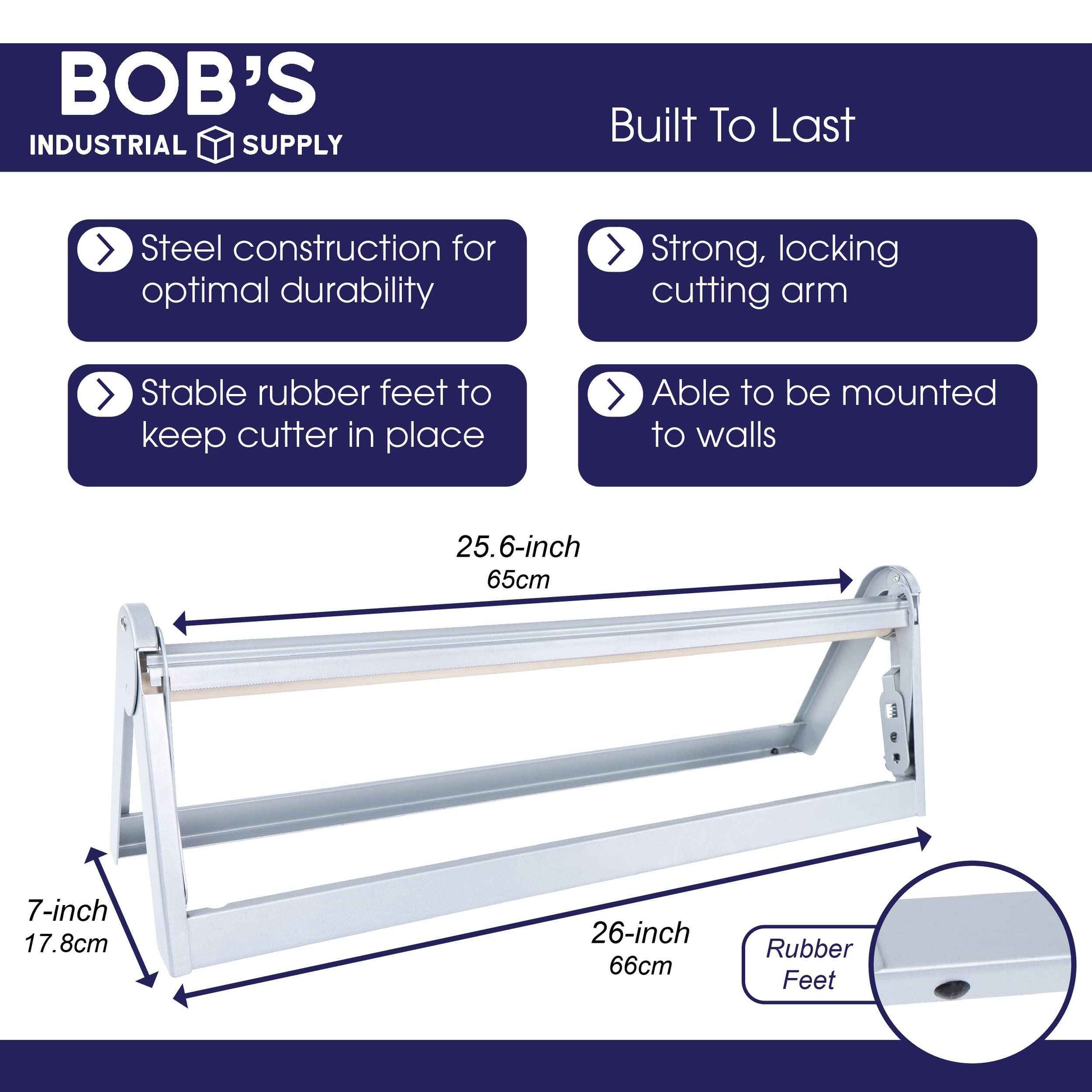 BISupply Butcher and Wrapping Paper Cutter Dispenser - 24in Craft Paper Roll Holder Stand and Cutter for Kitchen Storage